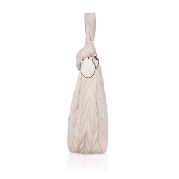 Women's Faux Leather Textured Handbag (Beige White) - Image 5
