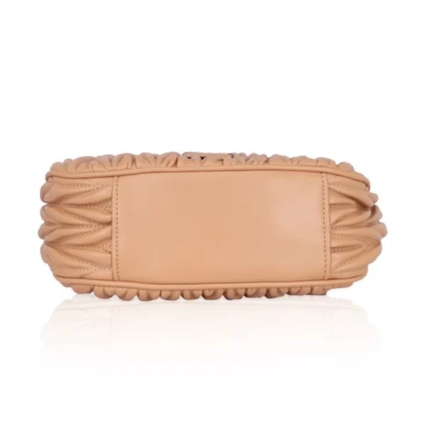 Women's Faux Leather Textured Handbag (Beige) - Image 3