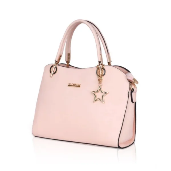 Women's Faux Leather Solid Handbag (Pink) - Image 6