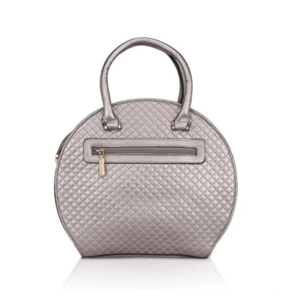 Women's Faux Leather Printed Adjustable Long Belt Handbag (Silver Grey) - Image 4