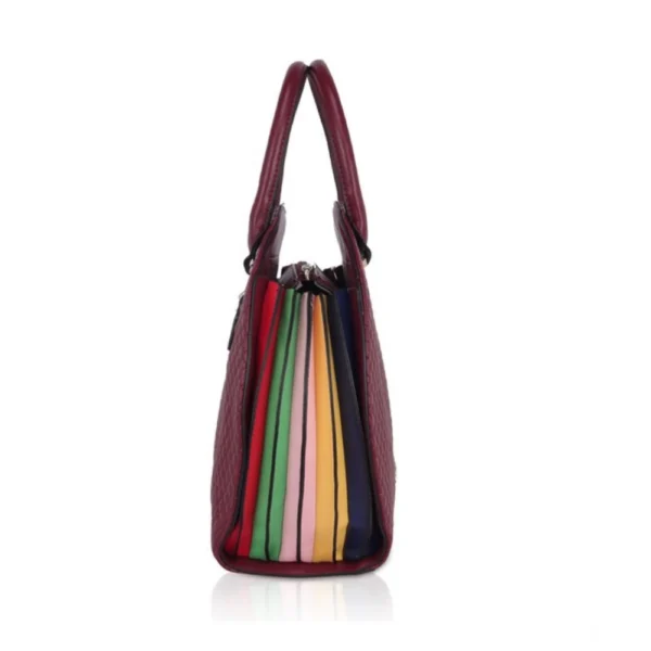 Women's Faux Leather Printed Adjustable Long Belt Handbag (Maroon) - Image 5
