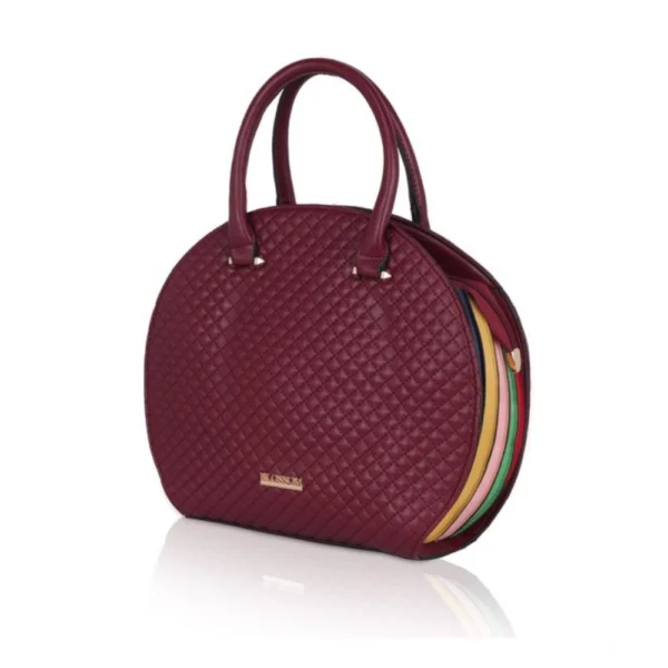 Women's Faux Leather Printed Adjustable Long Belt Handbag (Maroon) - Image 6