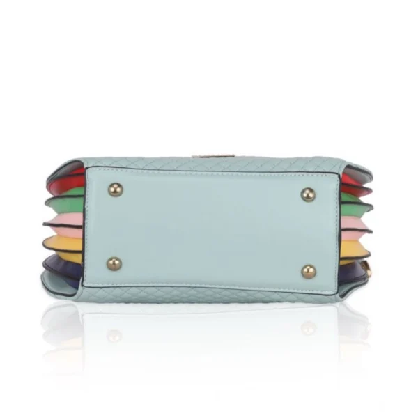 Women's Faux Leather Printed Adjustable Long Belt Handbag (Green) - Image 2