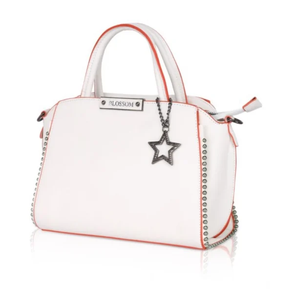 Women's Faux Leather Metal Beads Handbag (White) - Image 6