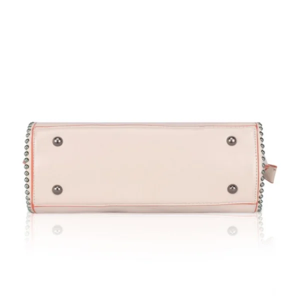 Women's Faux Leather Metal Beads Handbag (Pink) - Image 3
