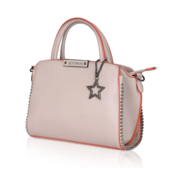 Women's Faux Leather Metal Beads Handbag (Khaki) - Image 6