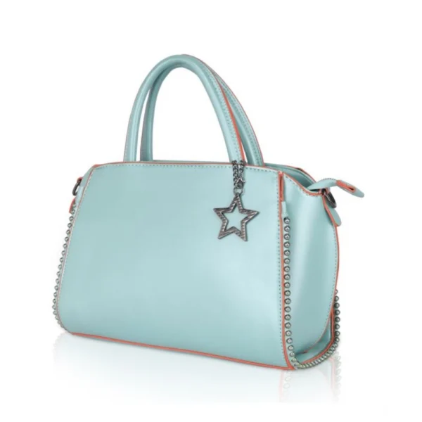 Women's Faux Leather Metal Beads Handbag (Green) - Image 6