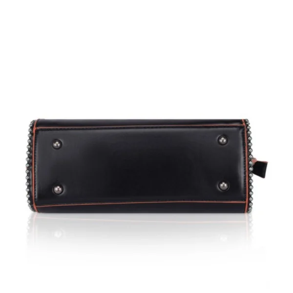 Women's Faux Leather Metal Beads Handbag (Black) - Image 3