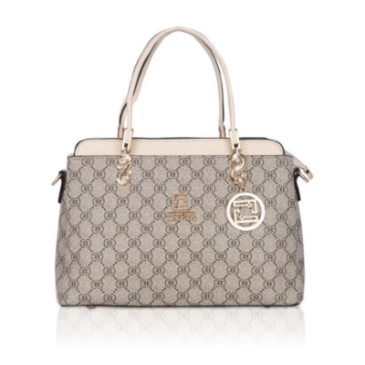 Women's Faux Leather Printed Handbag (Beige)