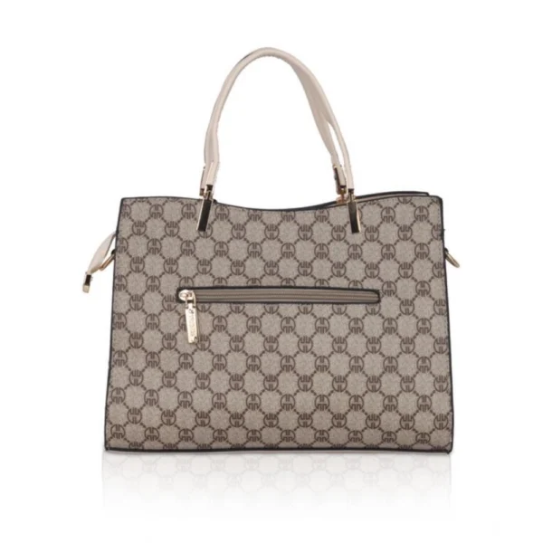 Women's Faux Leather Printed Handbag (Beige) - Image 4