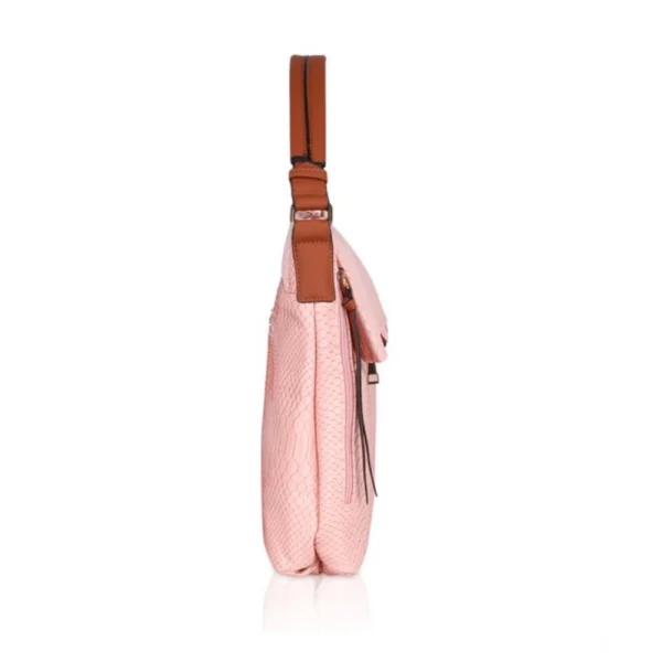 Women's Faux Leather Textured Sling Bag (Pink) - Image 5
