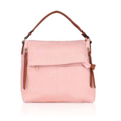 Women's Faux Leather Textured Sling Bag (Pink)