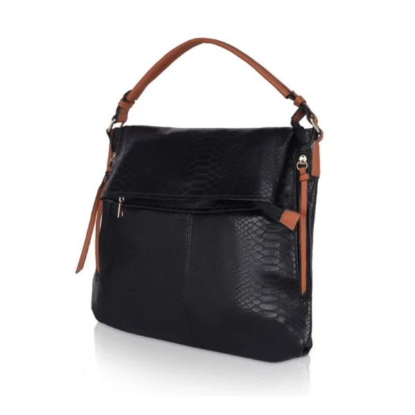Women's Faux Leather Textured Sling Bag (Black) - Image 6