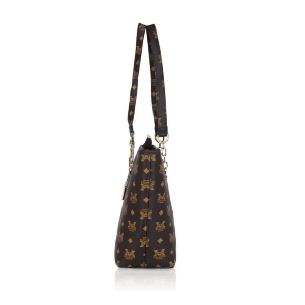 Women's Faux Leather Printed Tote Bag (Brown) - Image 2