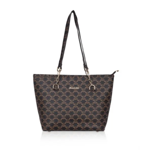 Women's Faux Leather Printed Tote Bag (Brown) - Image 3