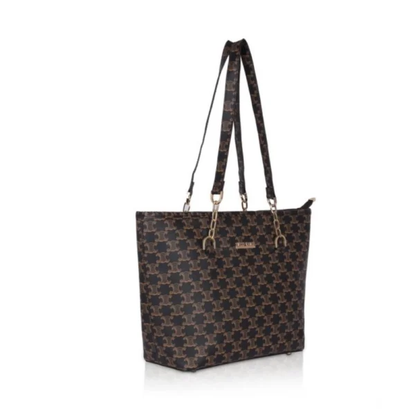 Women's Faux Leather Printed Tote Bag (Brown) - Image 6