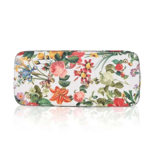 Women's Faux Leather Printed Handheld Bag (White Orang) - Image 2
