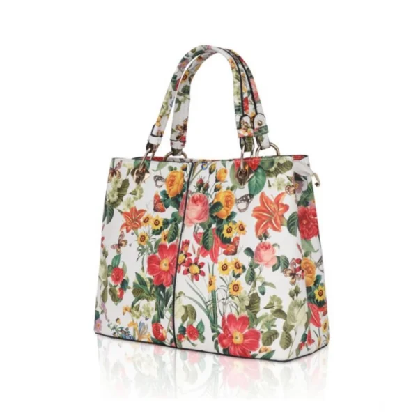 Women's Faux Leather Printed Handheld Bag (White Orang) - Image 6