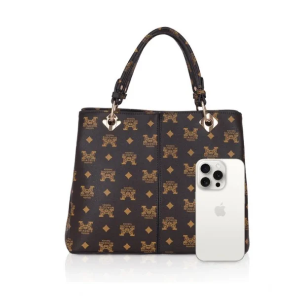 Women's Faux Leather Printed Handheld Bag (Brown ) - Image 5