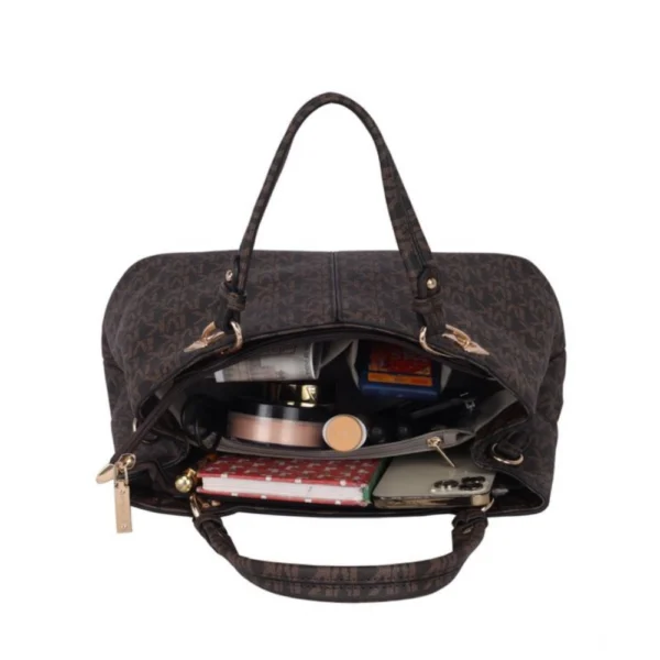 Women's Faux Leather Printed Handheld Bag (Brown) - Image 2