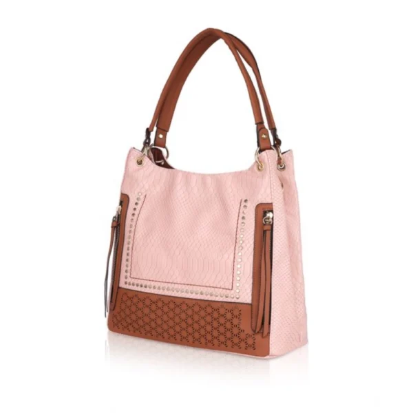 Women's Faux Leather Printed Tote Bag (Pink) - Image 6