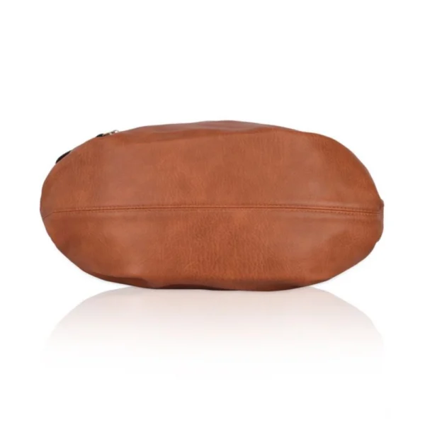 Women's Faux Leather Solid Tote Bag (Brown) - Image 3