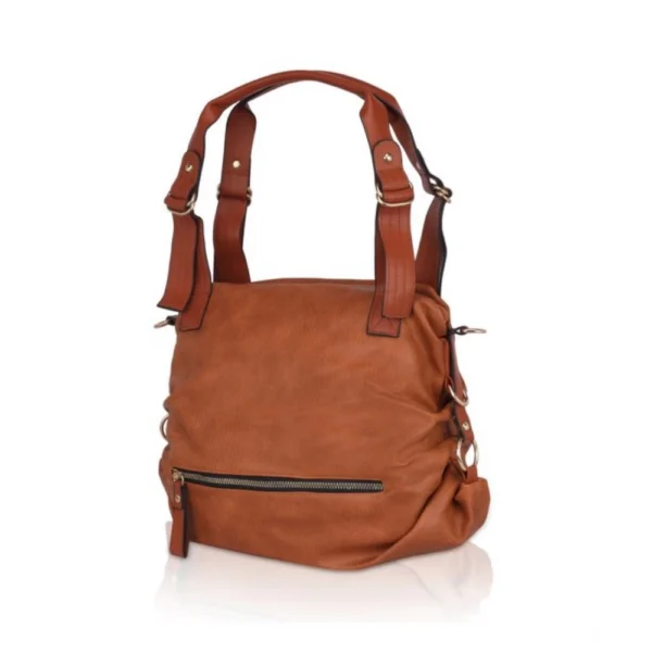 Women's Faux Leather Solid Tote Bag (Brown) - Image 6