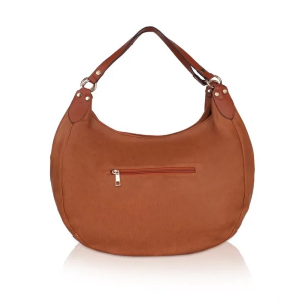 Women's Faux Leather Solid Tote Bag (Brown) - Image 4