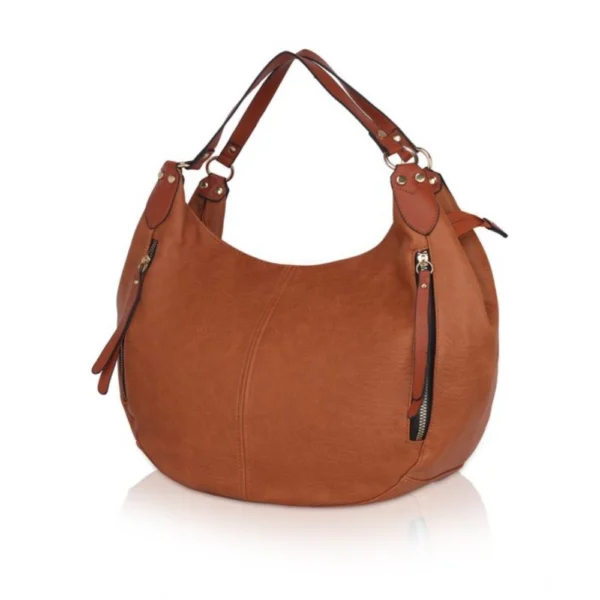 Women's Faux Leather Solid Tote Bag (Brown) - Image 6