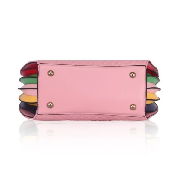 Women's Faux Leather Printed Adjustable Long Belt Handbag (Pink) - Image 3