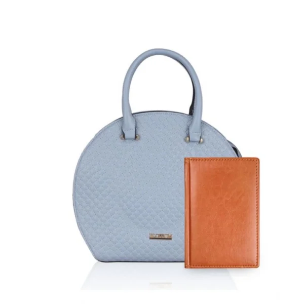Women's Faux Leather Printed Adjustable Long Belt Handbag (Blue) - Image 4