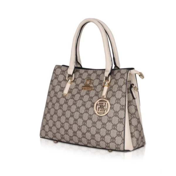 Women's Faux Leather Printed Handbag (Beige) - Image 6
