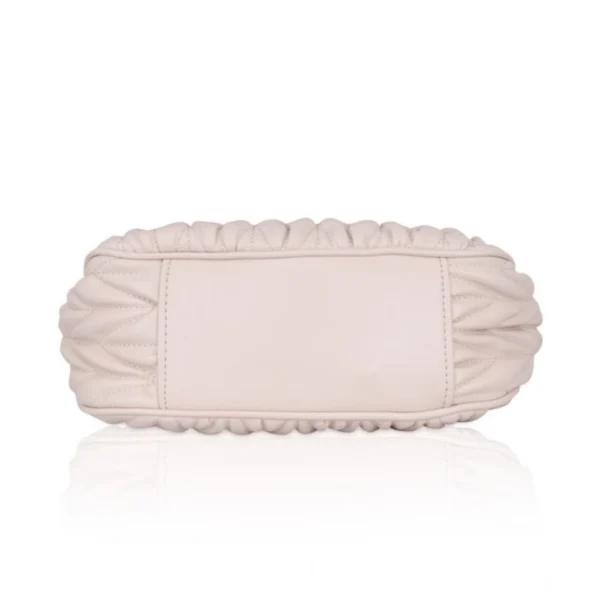 Women's Faux Leather Textured Handbag (Beige White) - Image 2