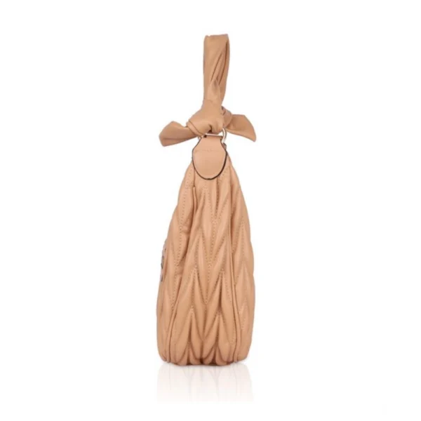 Women's Faux Leather Textured Handbag (Beige) - Image 5