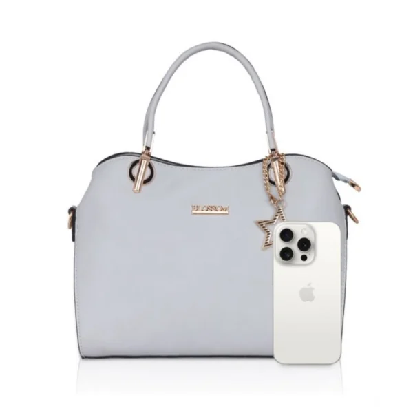 Women's Faux Leather Solid Handbag (Blue) - Image 3