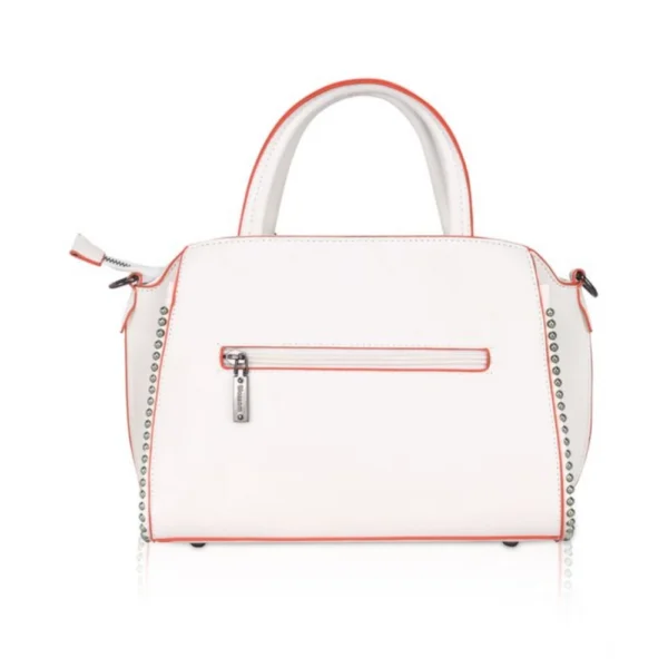 Women's Faux Leather Metal Beads Handbag (White) - Image 4