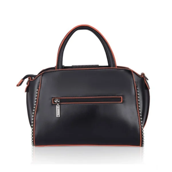 Women's Faux Leather Metal Beads Handbag (Black) - Image 4