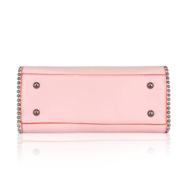 Women's Faux Leather Metal Beads Handbag (Pink) - Image 2