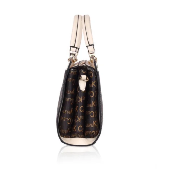Women's Faux Leather Printed Handbag (Beige) - Image 3