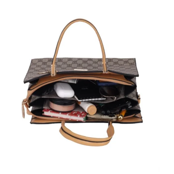 Women's Faux Leather Printed Handbag (Camel) - Image 2