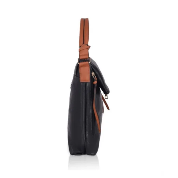 Women's Faux Leather Solid Sling Bag (Black) - Image 3