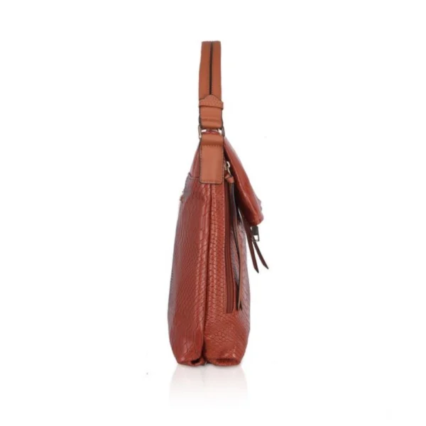 Women's Faux Leather Textured Sling Bag (Brown ) - Image 5