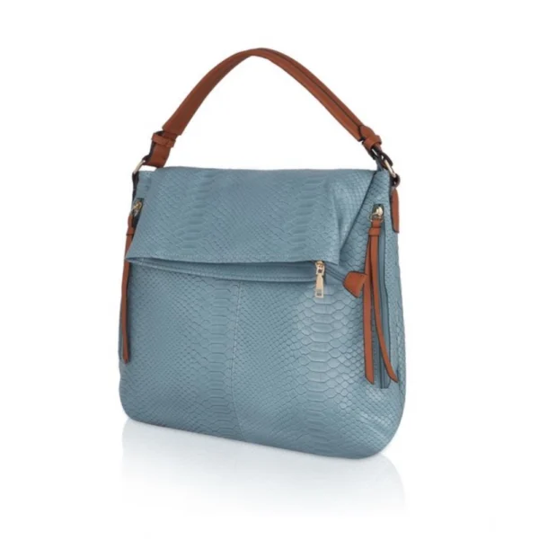 Women's Faux Leather Textured Sling Bag (Blue) - Image 6