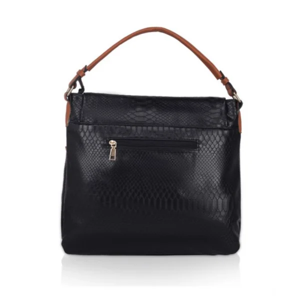 Women's Faux Leather Textured Sling Bag (Black) - Image 3