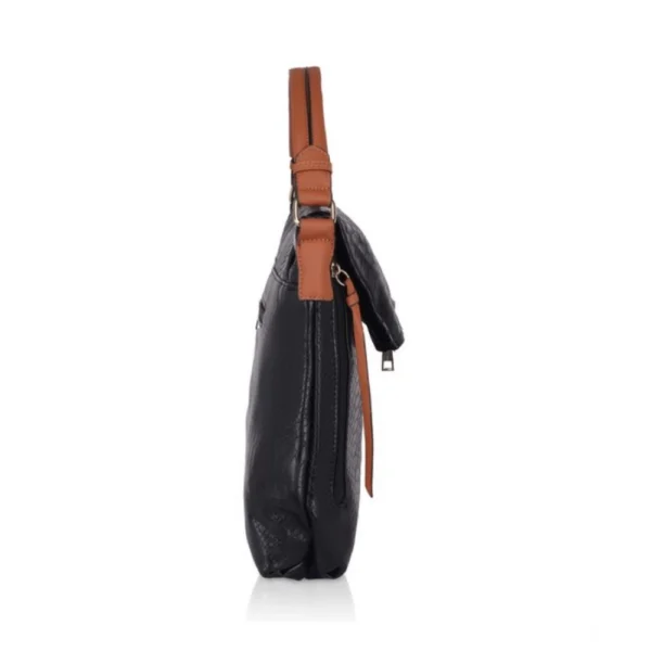 Women's Faux Leather Textured Sling Bag (Black) - Image 5