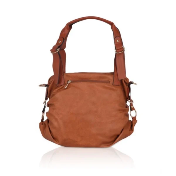 Women's Faux Leather Solid Tote Bag (Brown) - Image 4