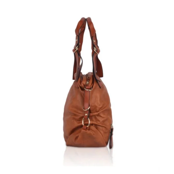 Women's Faux Leather Solid Tote Bag (Brown) - Image 5