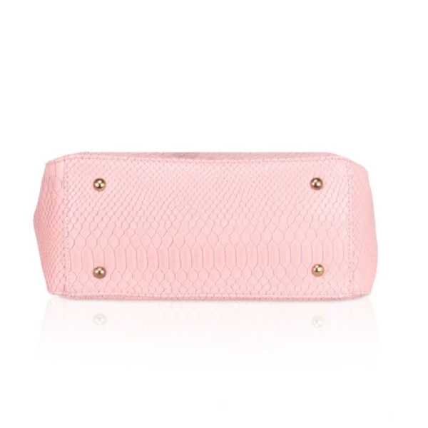 Women's Faux Leather Textured Tote Bag (Pink) - Image 2