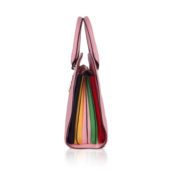Women's Faux Leather Printed Adjustable Long Belt Handbag (Pink) - Image 5