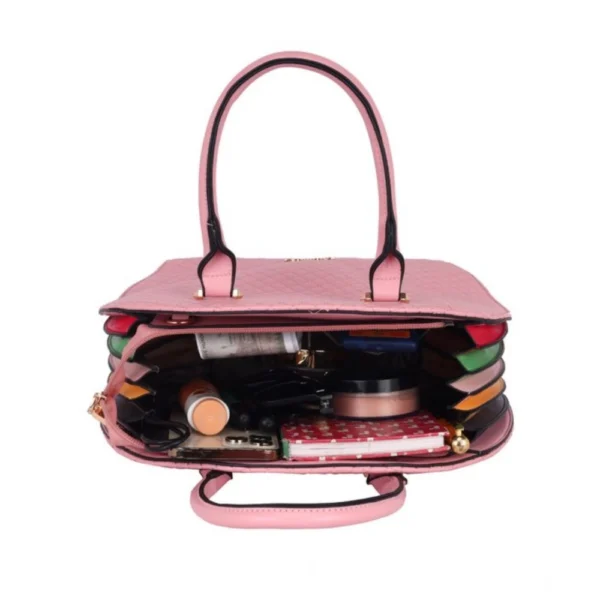 Women's Faux Leather Printed Adjustable Long Belt Handbag (Pink) - Image 2